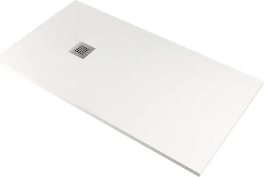 Piatto doccia in mineralmarmo 70x100 cm bianco effetto pietra con griglia e piletta sifonata