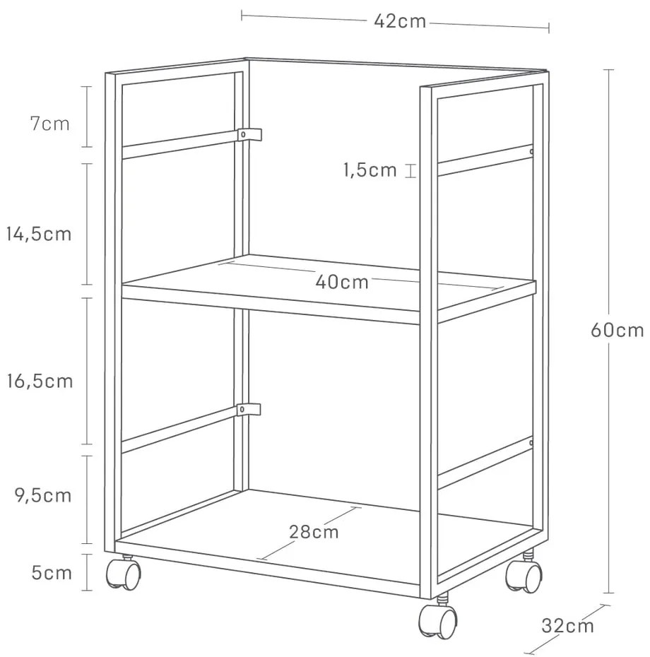 Scaffale in metallo bianco con rotelle 42x60 cm Tower - YAMAZAKI