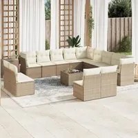 Set Divani da Giardino 14pz con Cuscini in Polyrattan Beige 3218498