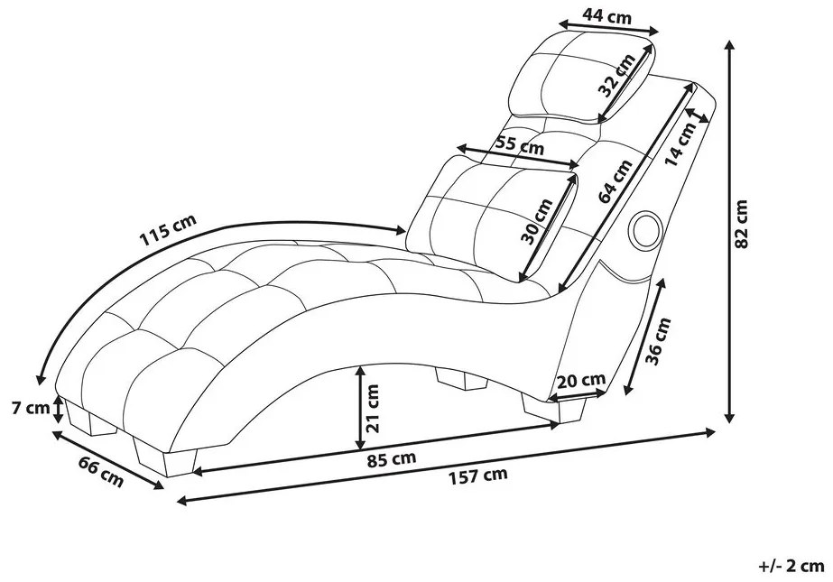 Chaise longue velluto blu con casse bluetooth SIMORRE Beliani