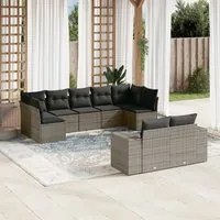 Set Divano da Giardino 9 pz con Cuscini Grigio in Polyrattancod mxl 114785