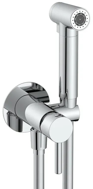 Idroscopino per wc e bidet cromo tondo con miscelatore e flex da 120 cm