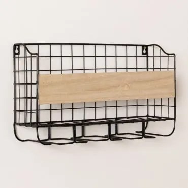Portabottiglie A Parete Per 4 Bottiglie Con Portabicchieri Parker Nero - Sklum