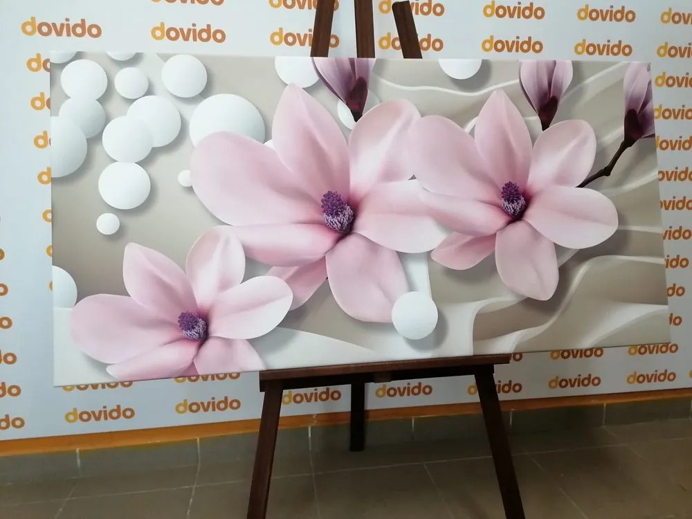 Stampa su tela – Magnolia su sfondo astratto