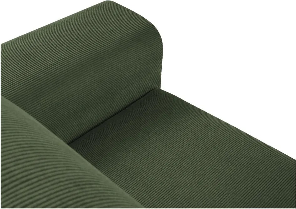 Divano angolare verde allungabile e con contenitore (con penisola a sinistra/con chaise lounge) con rivestimento in velluto a coste Kyoto – Cosmopolitan Design