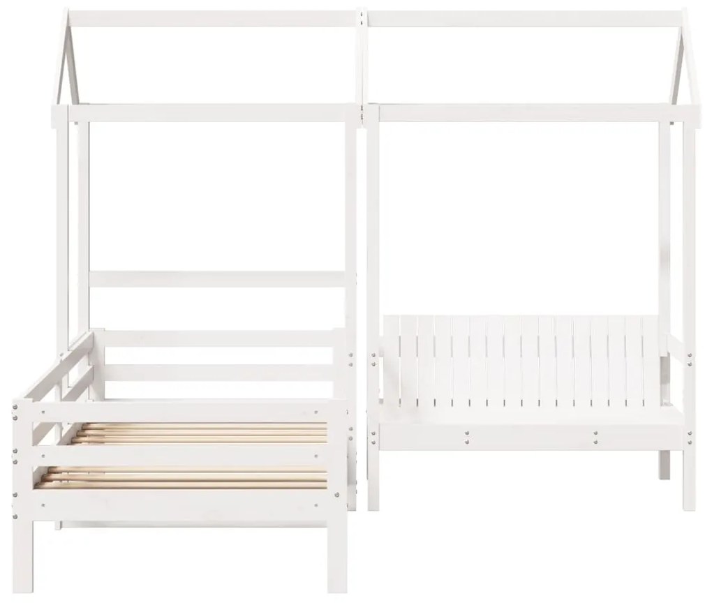 Set dormeuse e panca con tetto bianco 90x200cm massello pino