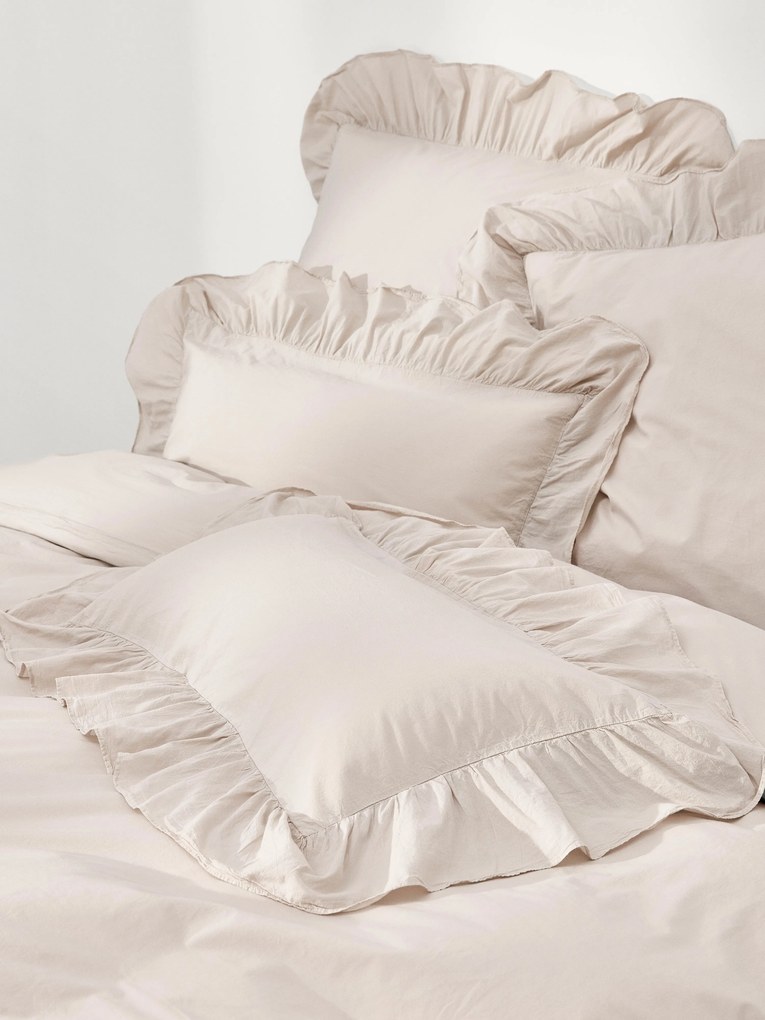 Copripiumino in cotone percalle lavato con volant Louane