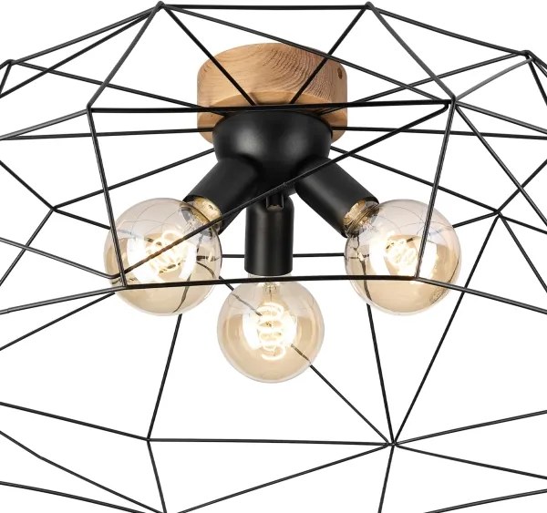 Brilagi - Plafoniera WOODY BASKET 3xE27/60W/230V Ø 80 cm rovere