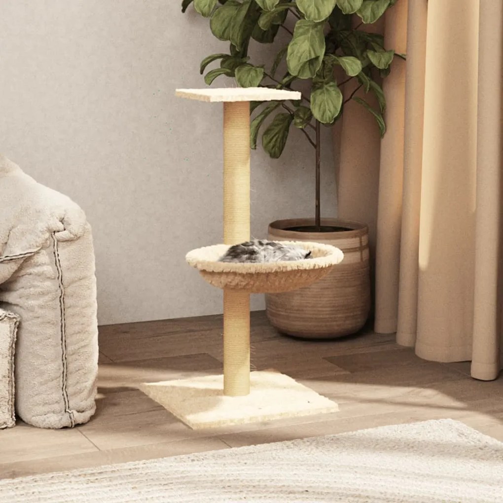 Albero per gatti con palo tiragraffi in sisal crema 74 cm