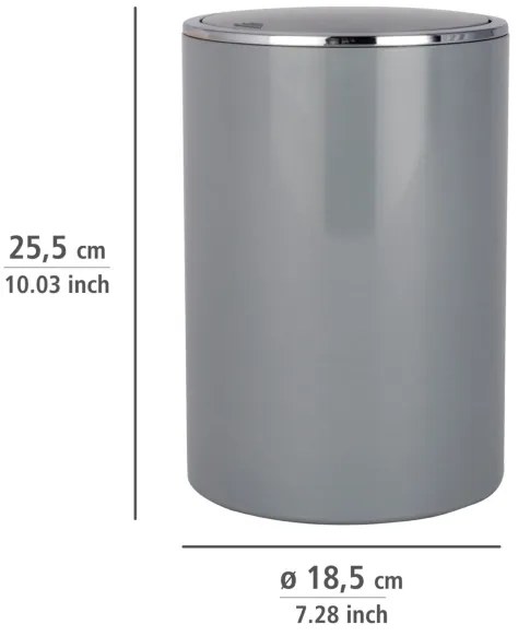 WENKO 22562100 - Cestino INCA 18,5x25,5 cm grigio/cromo lucido