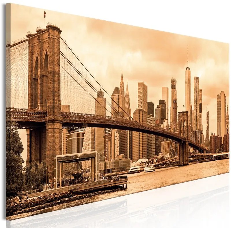 Quadro Road to Manhattan (1 Part) Narrow Sepia  Colore seppia, Dimensioni e Misure 135x45