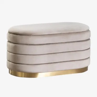 Panca Con Contenitore 80 Cm In Velluto Bradford Grigio Talpa Chiaro - Sklum