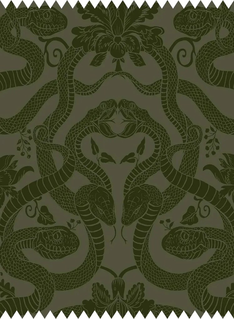 House of Hackney Stoff Anaconda - Cut Velvet - Olive Green