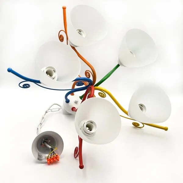 Lampadario a sospensione con catena RETRO 5xE27/60W/230V bianco/colorato