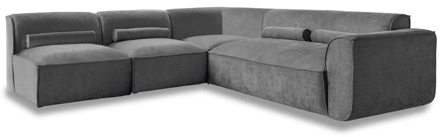 Divano angolare componibile grigio (con penisola a sinistra) Flex Felix – Miuform