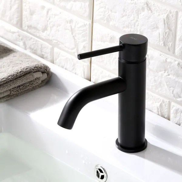 REA-B4102 - Miscelatore per lavabo LUNGO 16,5 cm nero