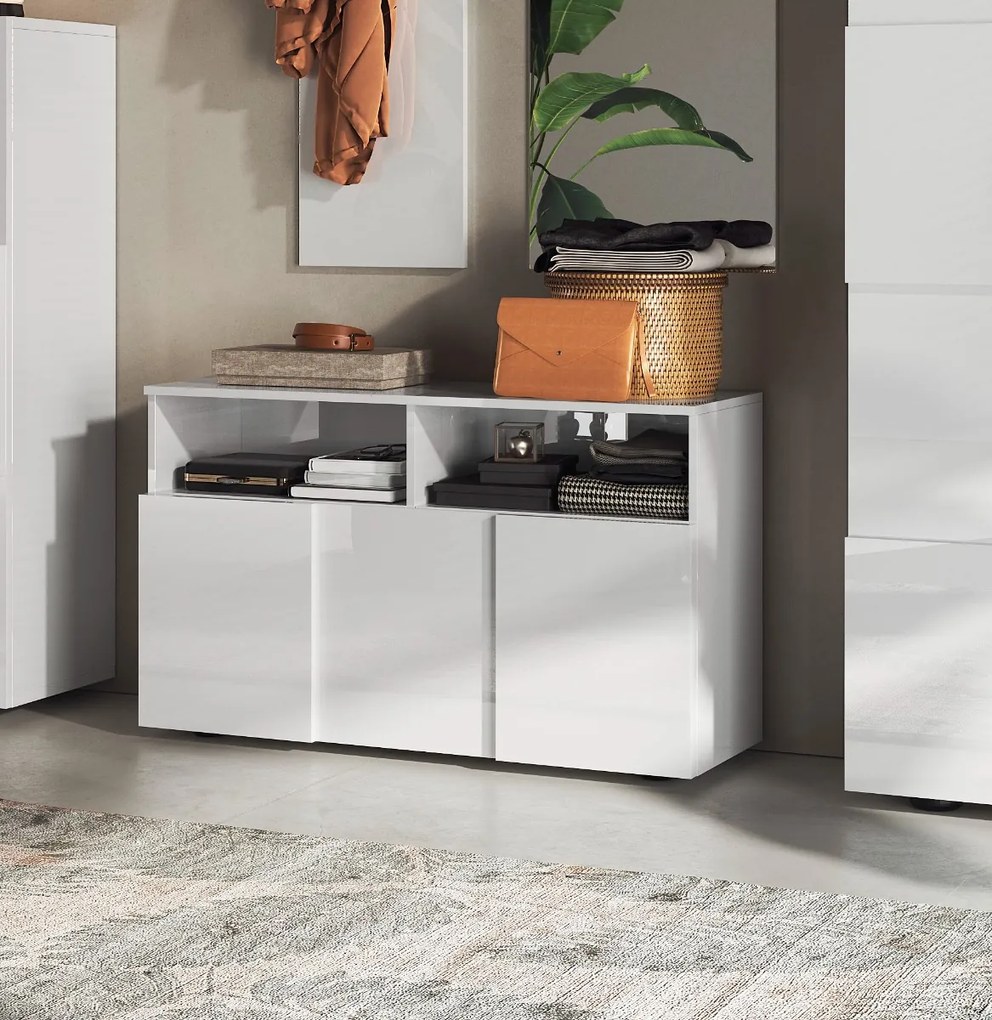 Mobile da ingresso Poly linea Dama in finitura Bianco Lucido
