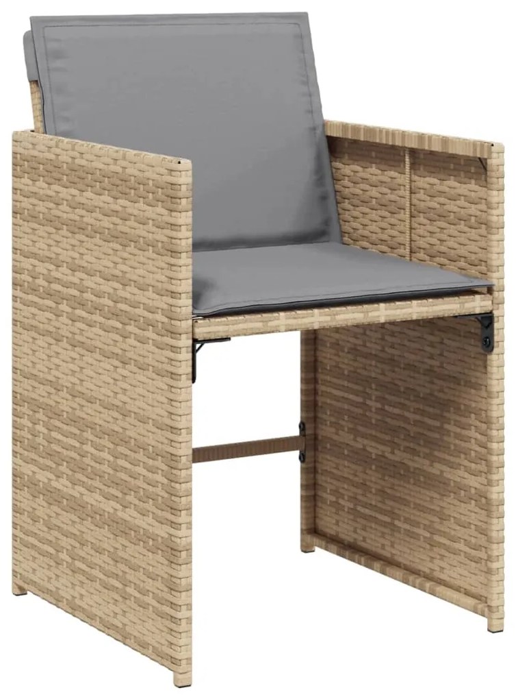 Sedie da giardino con cuscini 4 pz beige misto in polyrattan