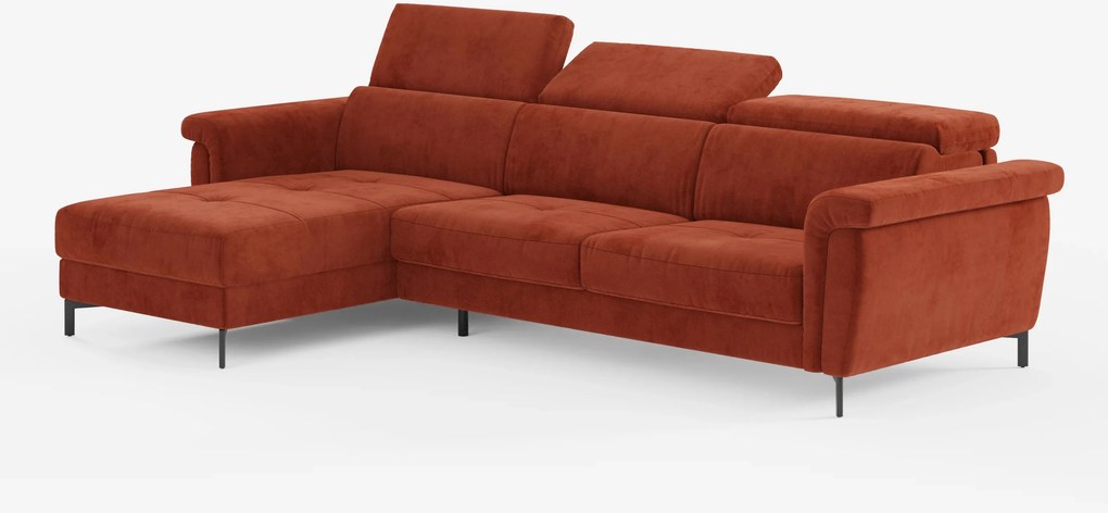 Capri Divano letto angolare con penisola contenitore e poggiatesta reclinabili - elegante tessuto smacchiabile T30