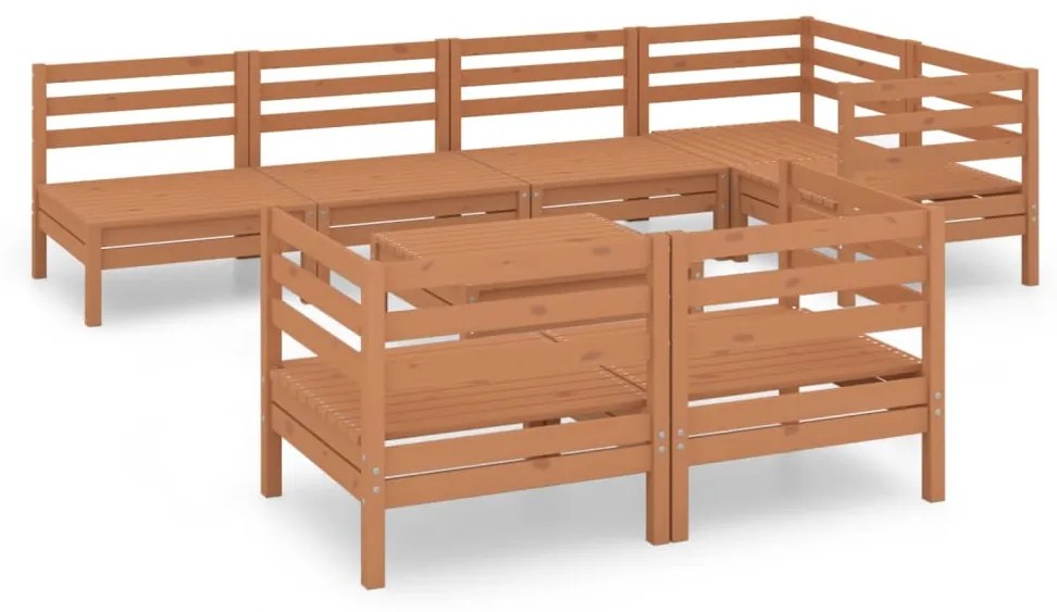 Set Salotto da Giardino 8 pz in Legno Massello di Pino Miele