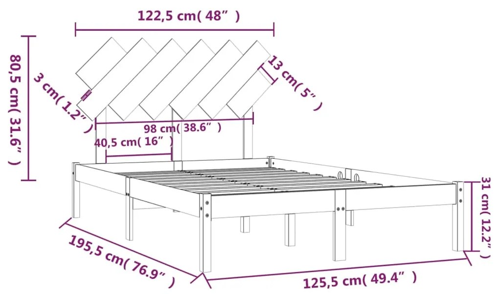 Giroletto Nero 120x190 cm Small Double in legno Massello