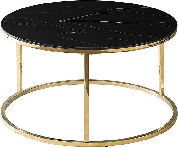 Tavolino da caffè Sabine effetto marmo nero/oro