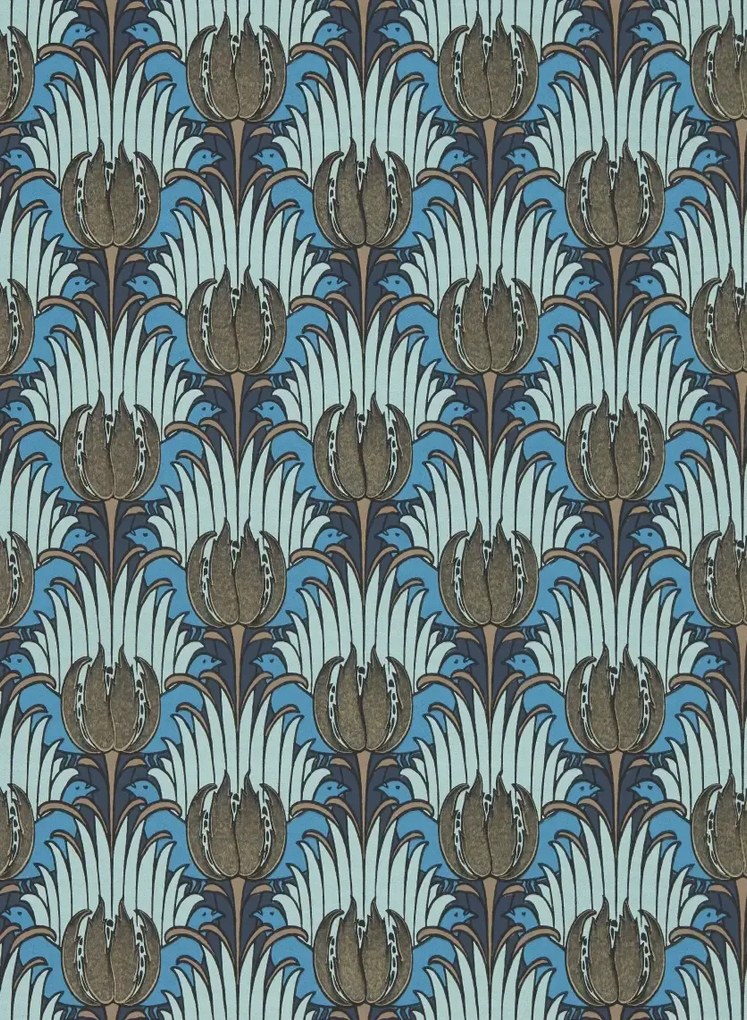 Morris & Co Carta da parati Tulip & Bird - Opal/ Seafoam