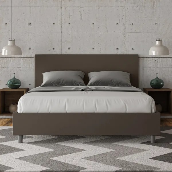 Letto matrimoniale contenitore imbottito 160x190 similpelle cappuccino Adele