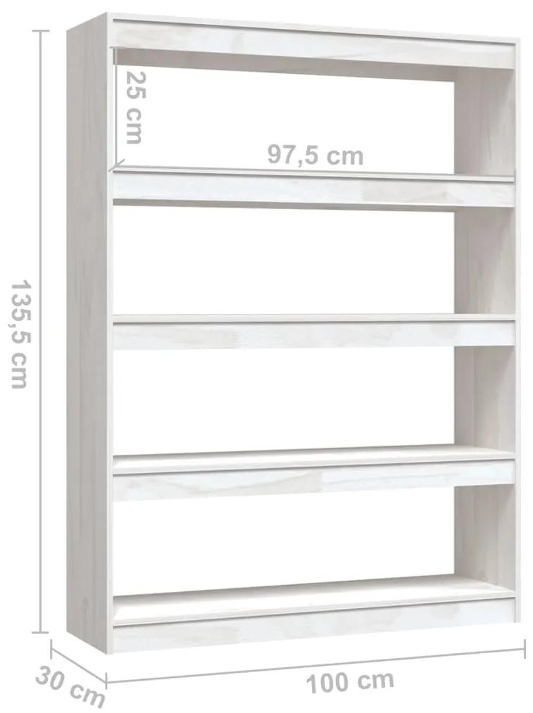 Libreria/Divisorio Bianco 100x30x135,5 cm in Legno di Pino
