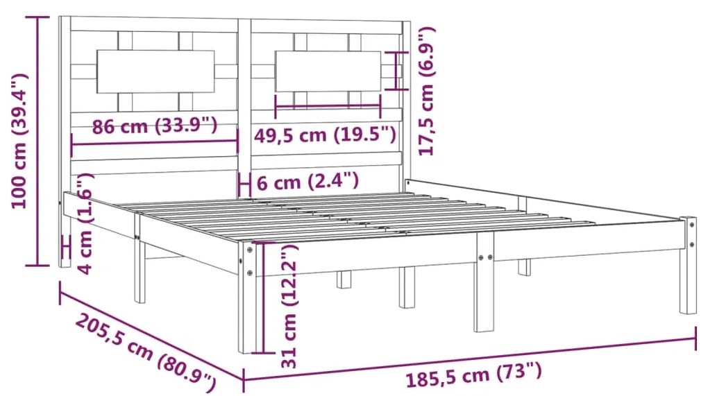 Giroletto Bianco in Legno Massello 180x200 cm Super King