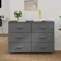 Credenza HAMAR Grigio Scuro 113x40x80 cm Legno Massello di Pino 340450