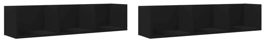Mobili parete 2 pz neri 75x18x16,5 cm in legno multistrato