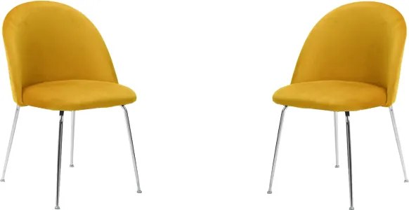 Sedia da pranzo in velluto Senape con gambe in metallo Cromo - PARIS 2 sedie