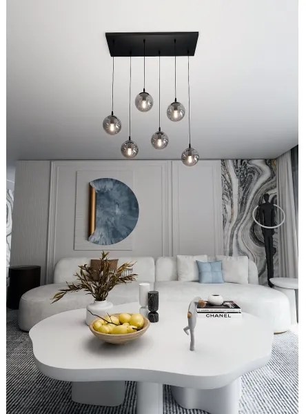 Lampadario a sospensione con filo COSMO 6xE14/10W/230V nero/grigio