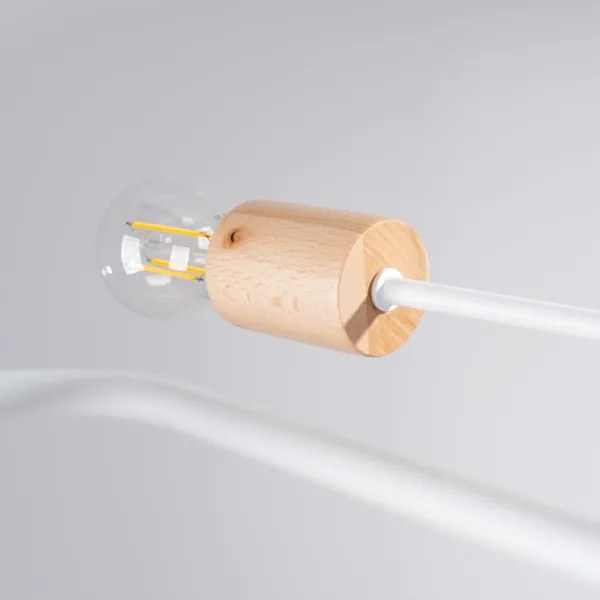 Sollux SL.1665 - Lampadario a plafone TIMBO 4xE27/15W/230V bianco/beige/faggio