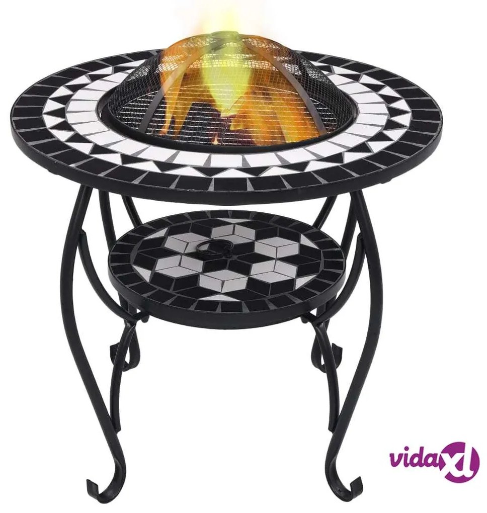 vidaXL Tavolo con Braciere a Mosaico Nero e Bianco 68 cm in Ceramica