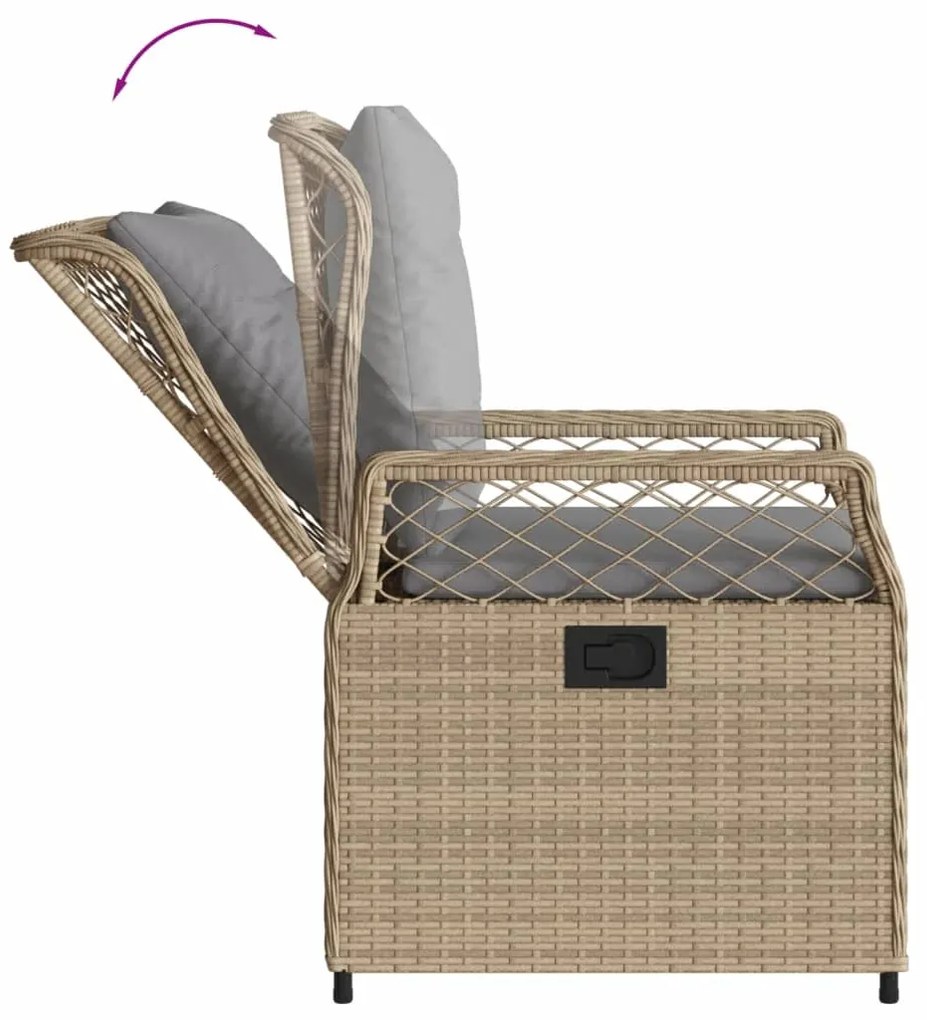 Set da pranzo da giardino 5 pz con cuscini beige in polyrattan