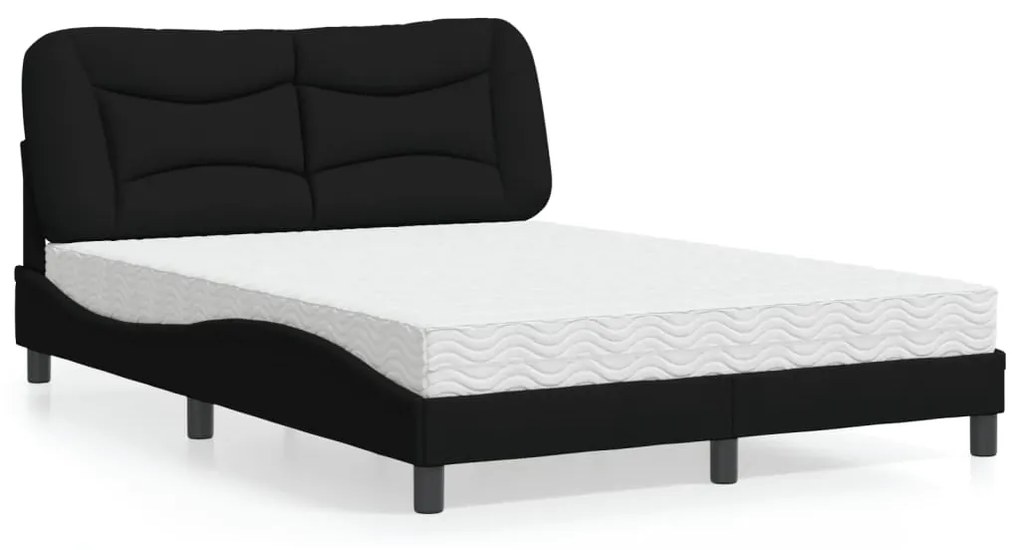 Letto Con Materasso Nero 140x200 Cm İn Tessuto /