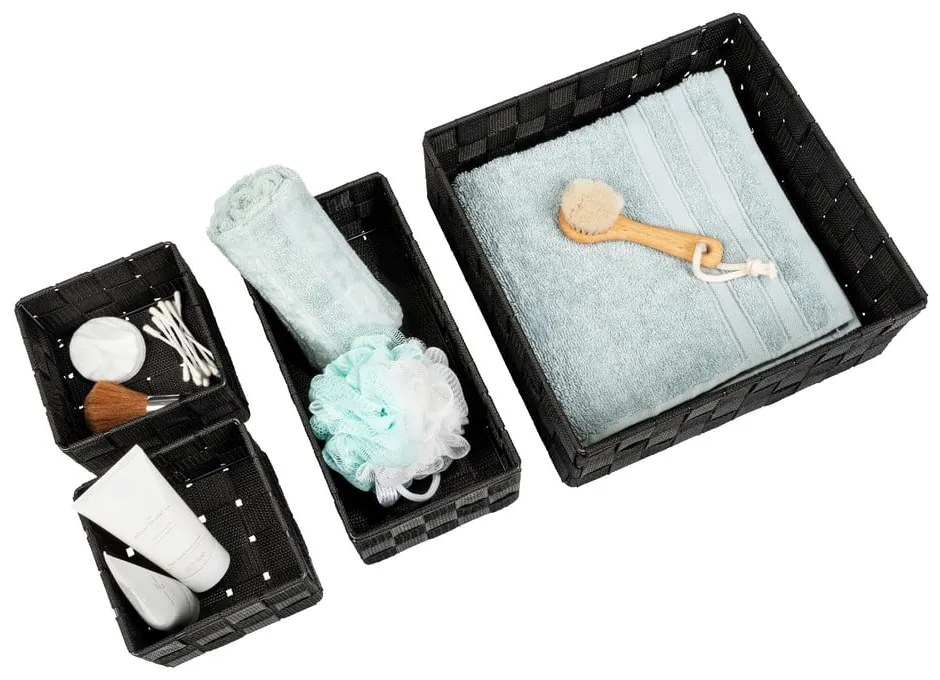 Set di 4 organizer da bagno in plastica nera Adria - Wenko