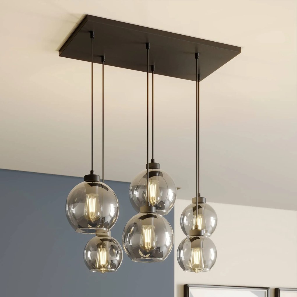 Lampada a sospensione in vetro Cubus TK Lighting, dimmerabile, Nero, Soggiorno / Sala da pranzo, Vetro, Moderno, Lampada a sospensione