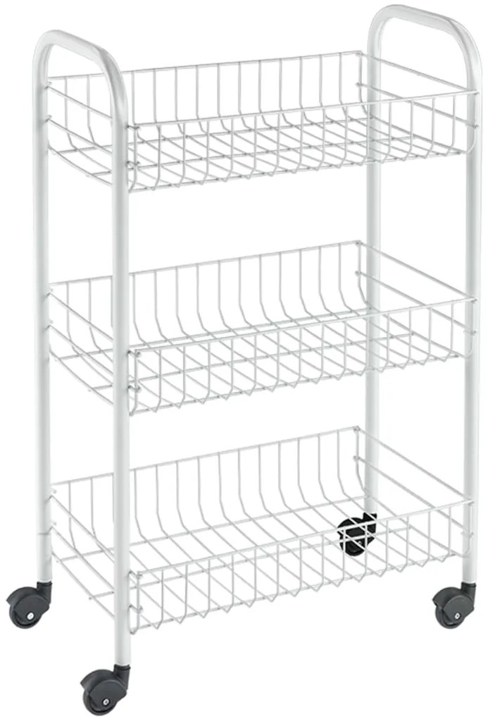 Carrello Da Cucina Con 3 Cestini Siena Bianco /