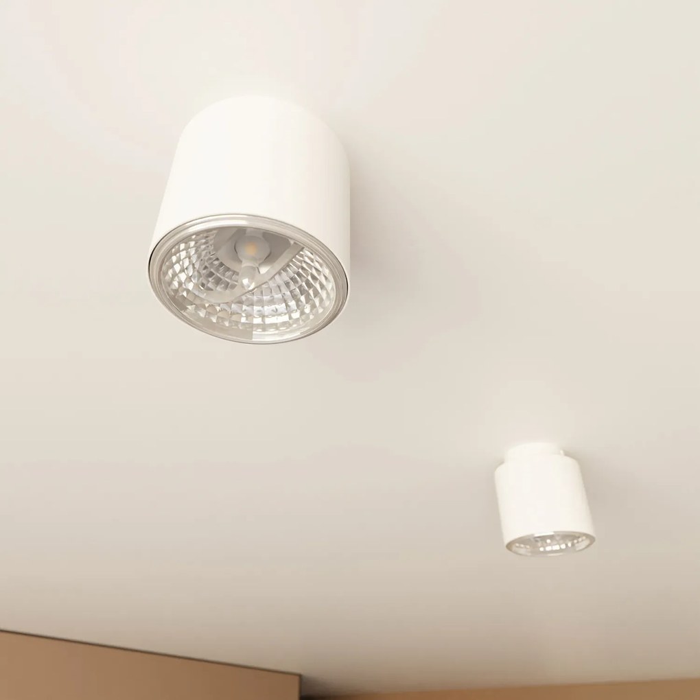 Plafoniera Moderna 1 Luce Faretto Ptah In Acciaio Bianco