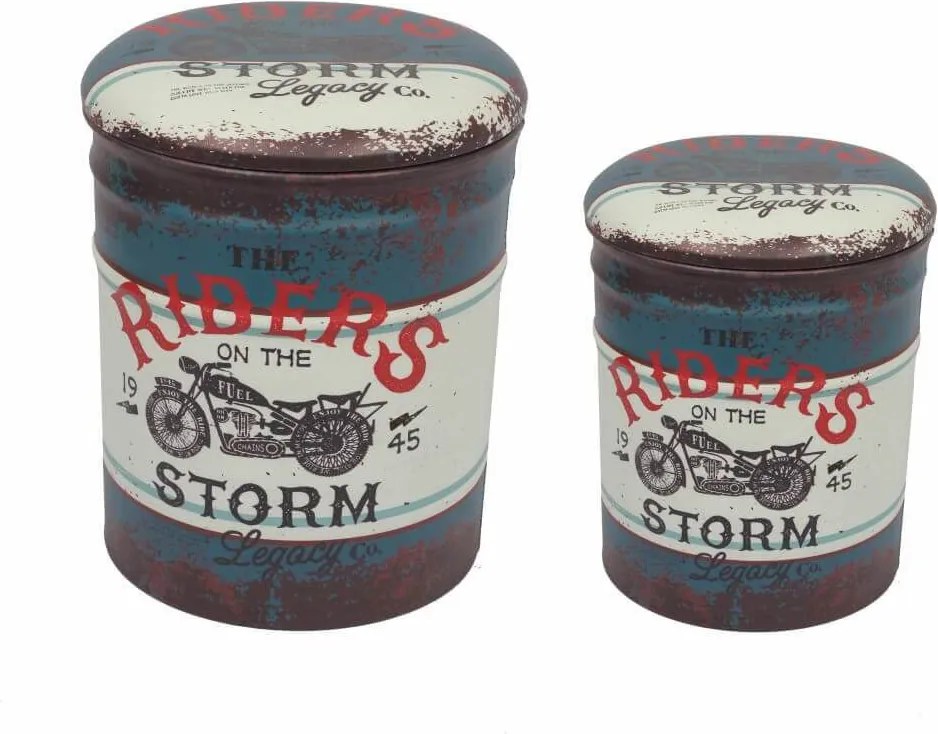 THEO - set di 2 pouf contenitore tondo poggiapiedi