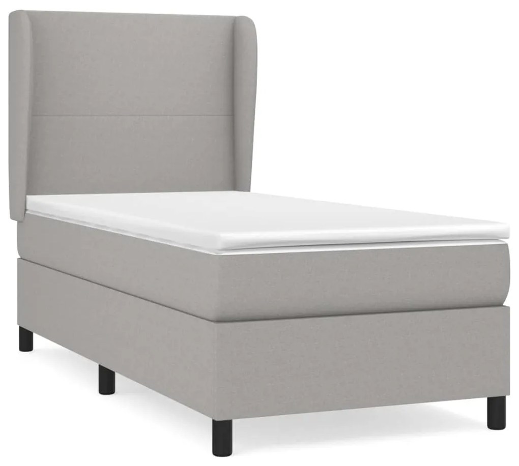 Giroletto a molle con materasso grigio chiaro 80x200 cm tessuto