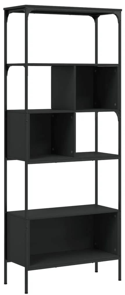 Libreria a 5 ripiani nera 76x33x188,5 cm in legno multistrato