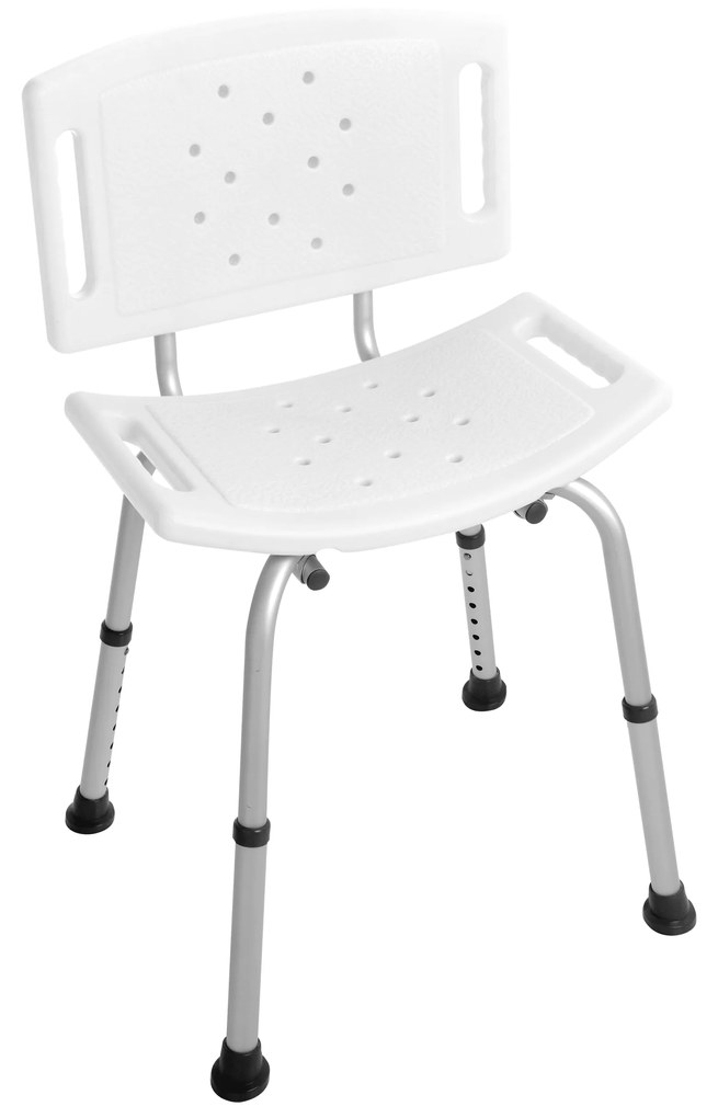Sedia Doccia Con Buchi Di Drenaggio e Gommini Antiscivolo Feridras "Comfort" Bianco