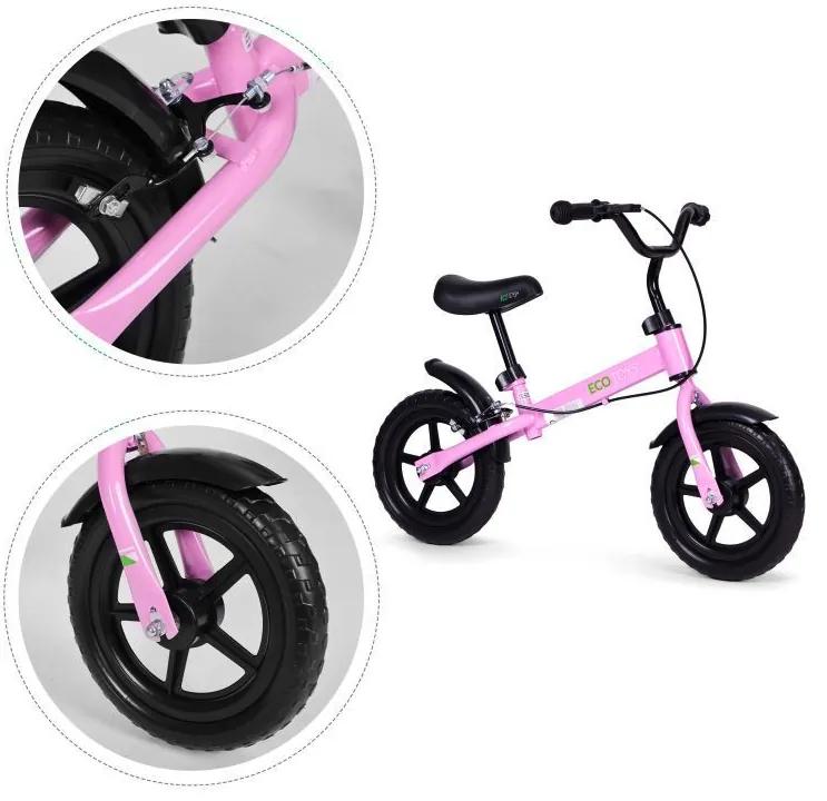 Bicicletta di equilibrio per bambini con freno a mano - rosa