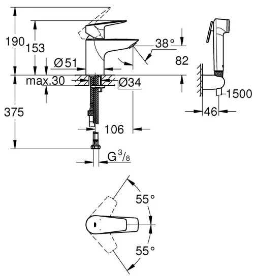 GROHE 23773001 - Miscelatore per lavabo START EDGE taglia S, cromo lucido