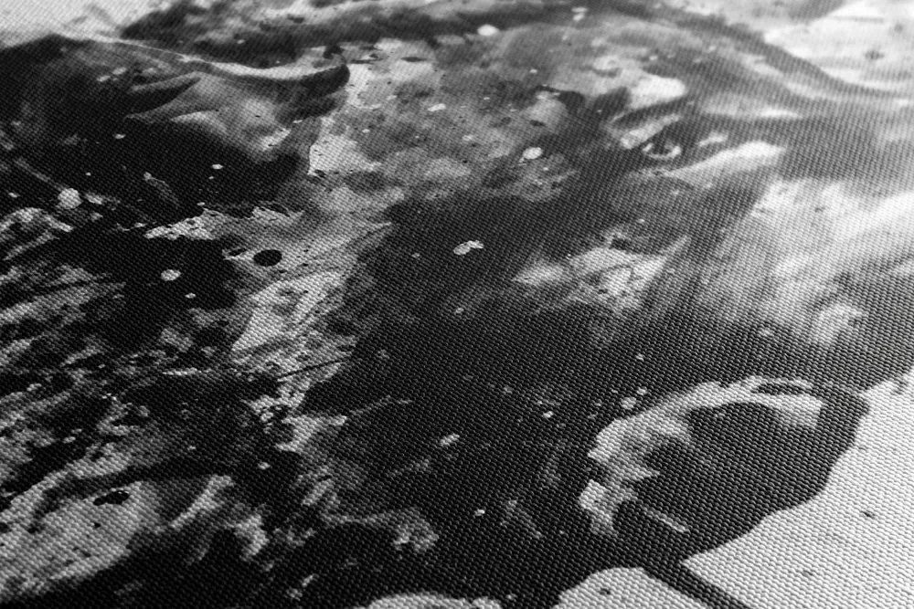Quadro su tela – Lupo in acquerello in bianco e nero