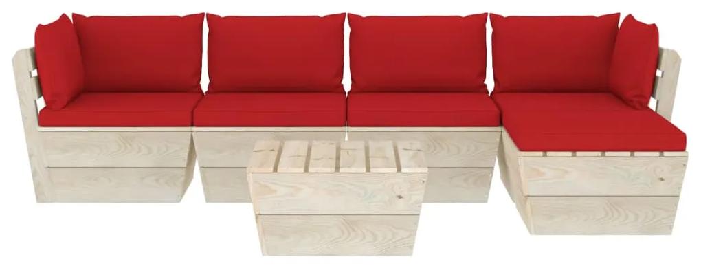 Set divani da giardino su pallet 6 pz con cuscini legno abete